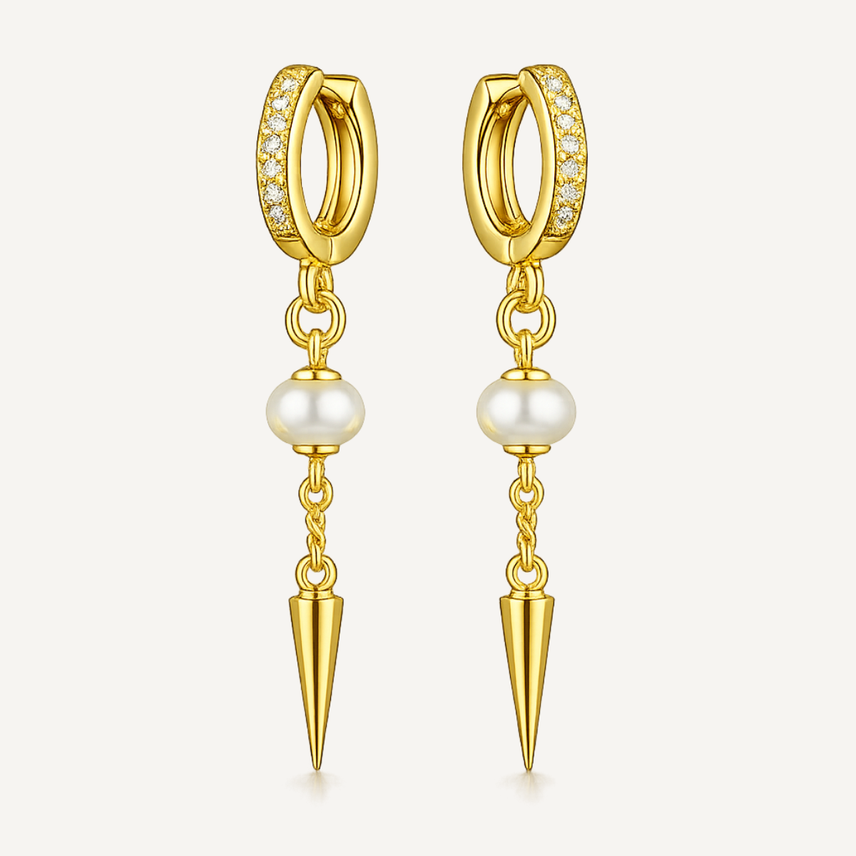 Pearl Spike Huggie Earrings