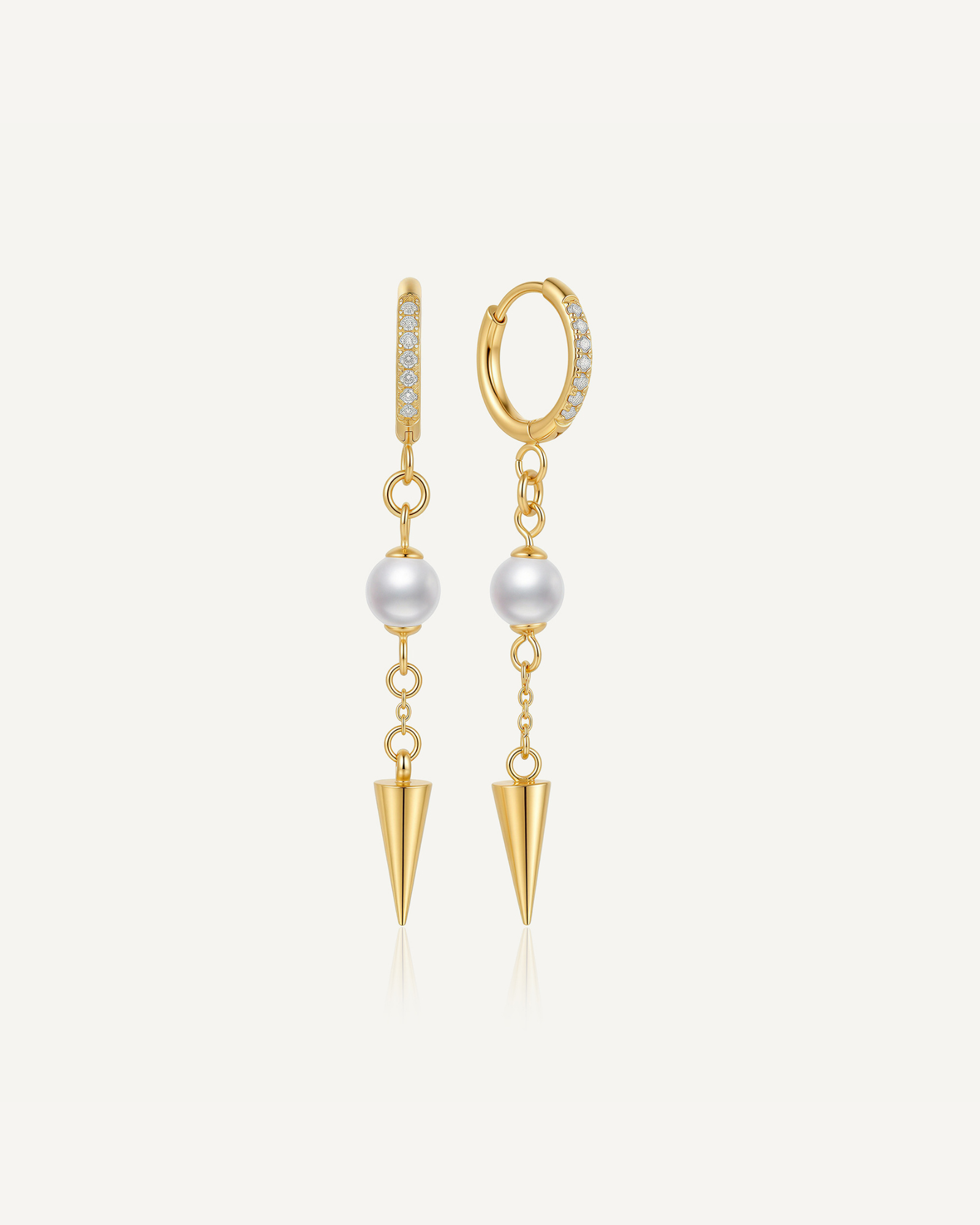 Pearl Spike Huggie Earrings