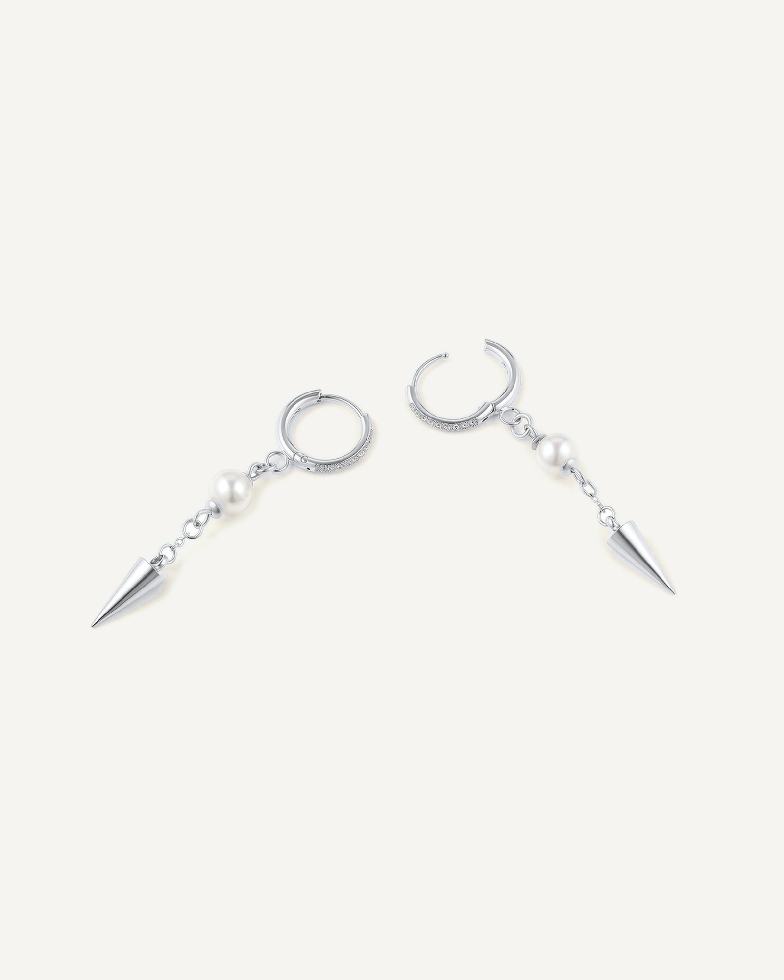 Pearl Spike Huggie Earrings