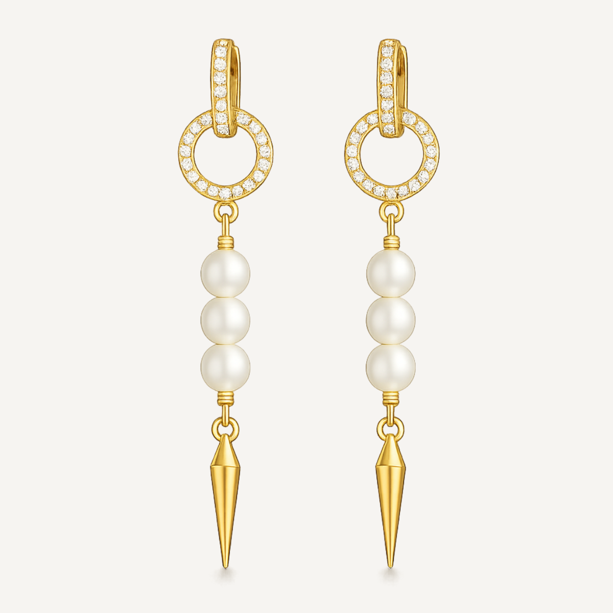 Pearl Spike Cascade Earrings