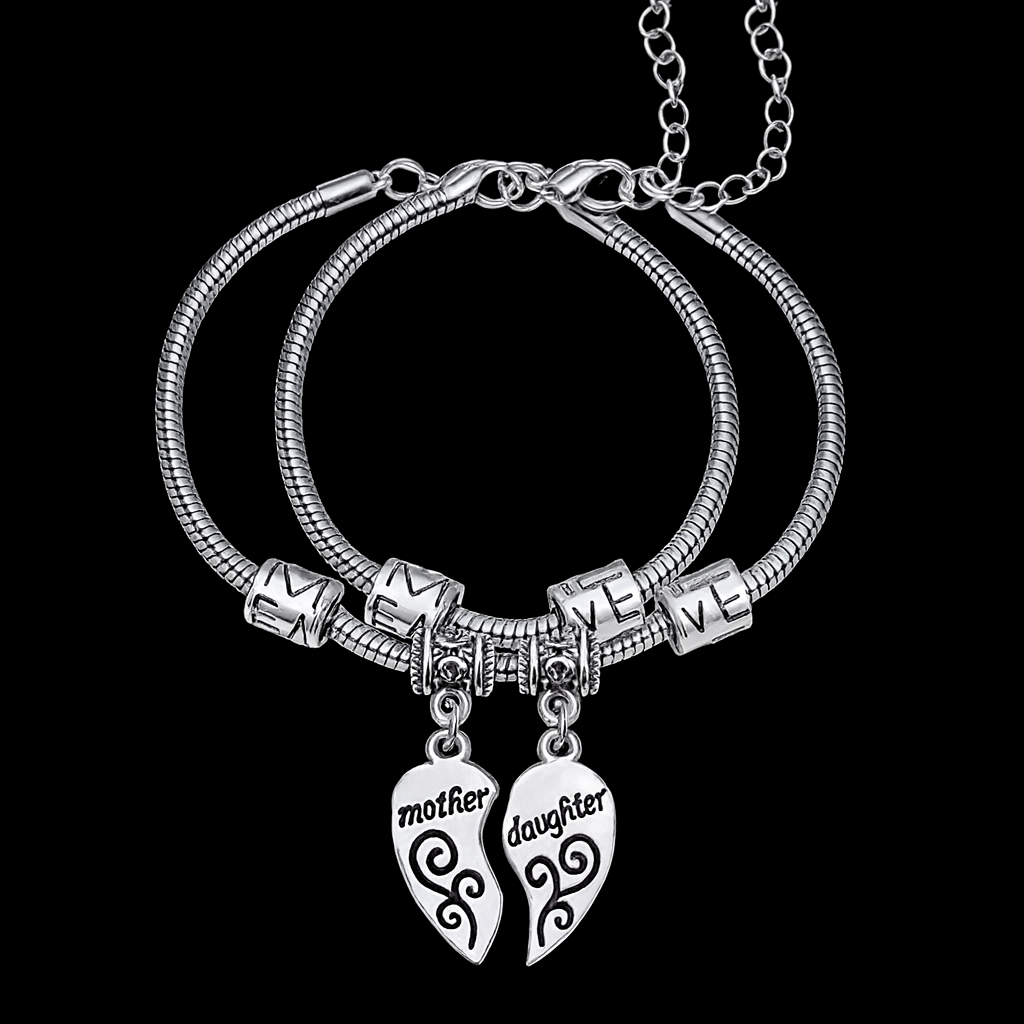 Mother-Daughter Split Heart Bracelet