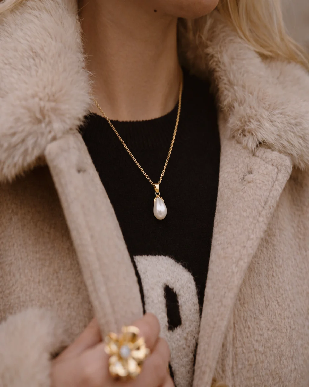 Pearl Fang Drop Necklace
