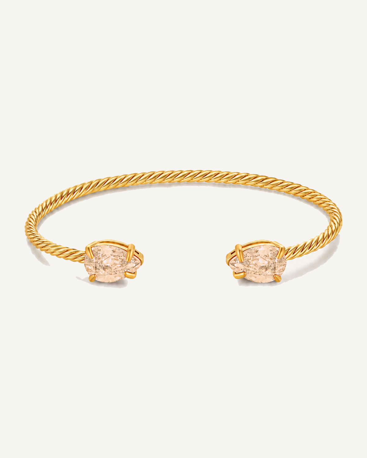 Gold Gem Twist Bracelet with champagne stones, front view