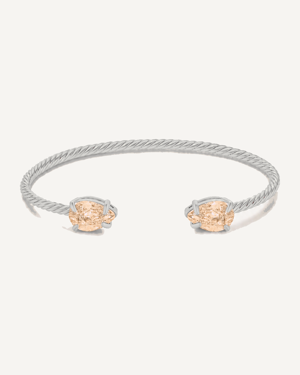 Silver Gem Twist Bracelet with champagne stones, front view