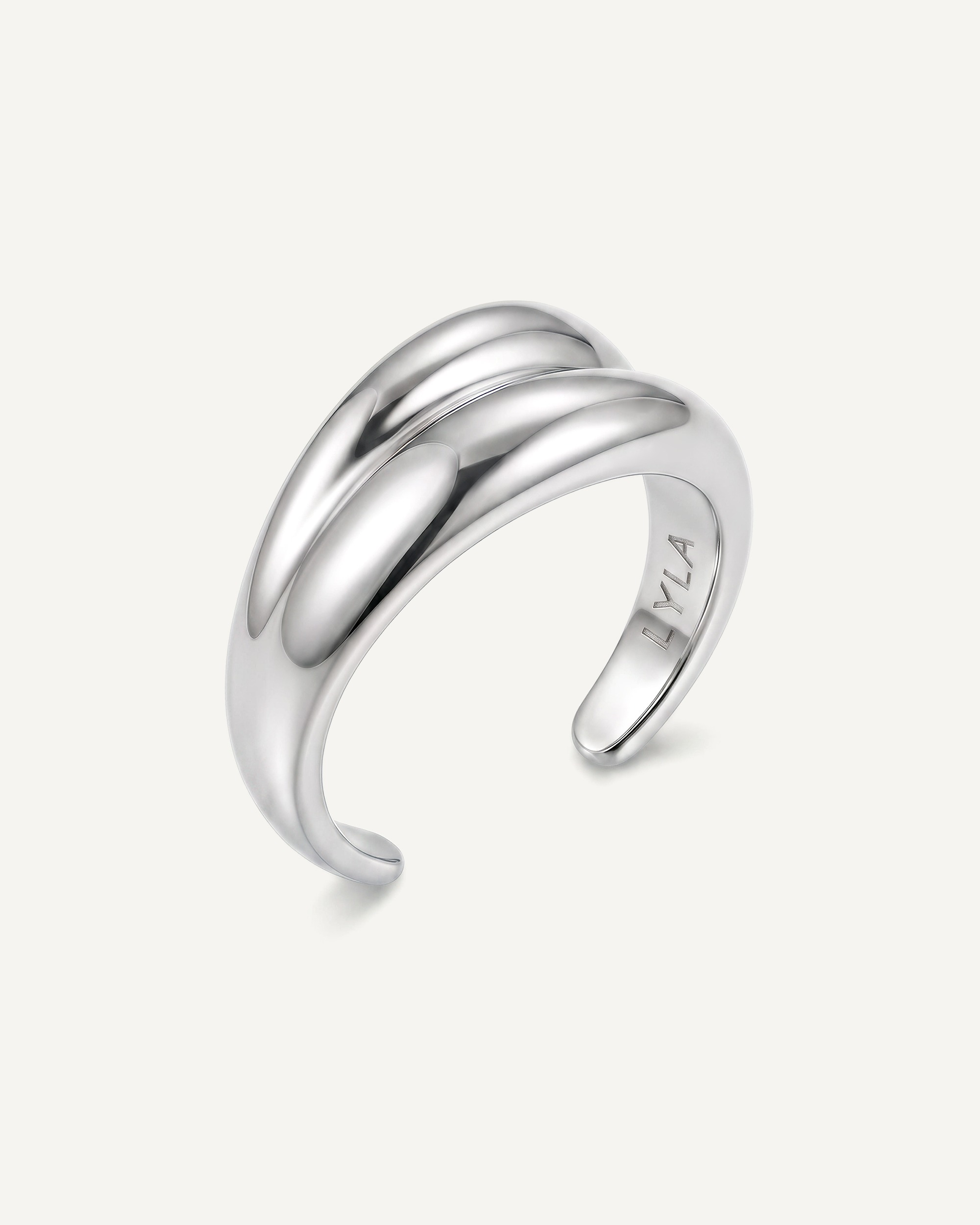 Angled view of silver Swirl Twist Ring