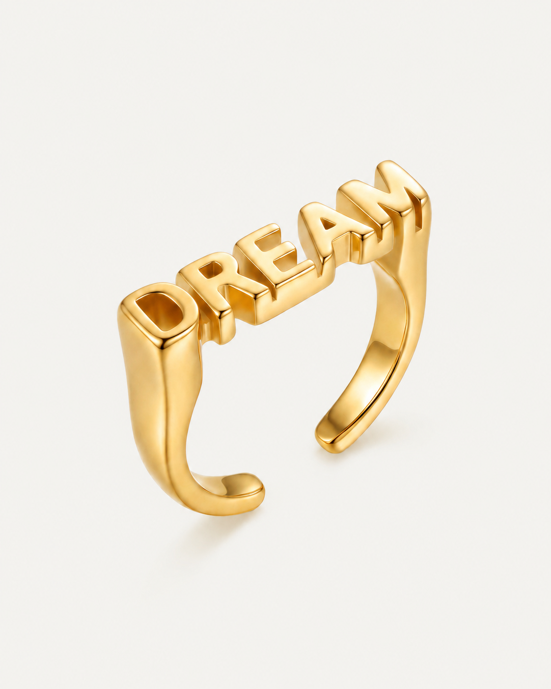 Angled view of gold DREAM Ring