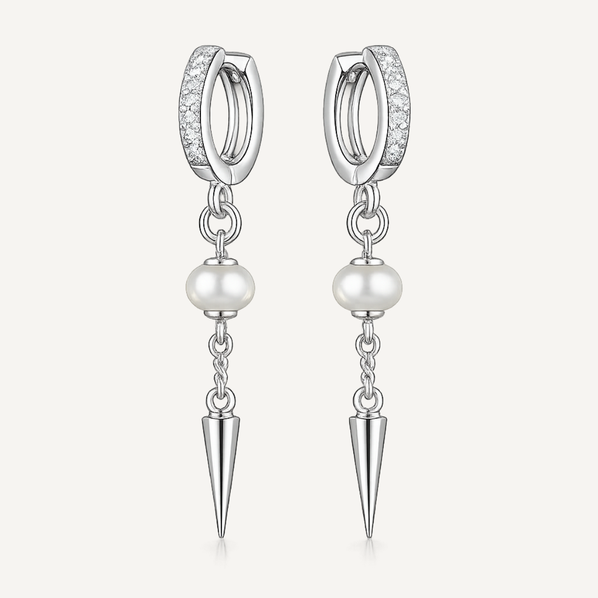 Pearl Spike Huggie Earrings