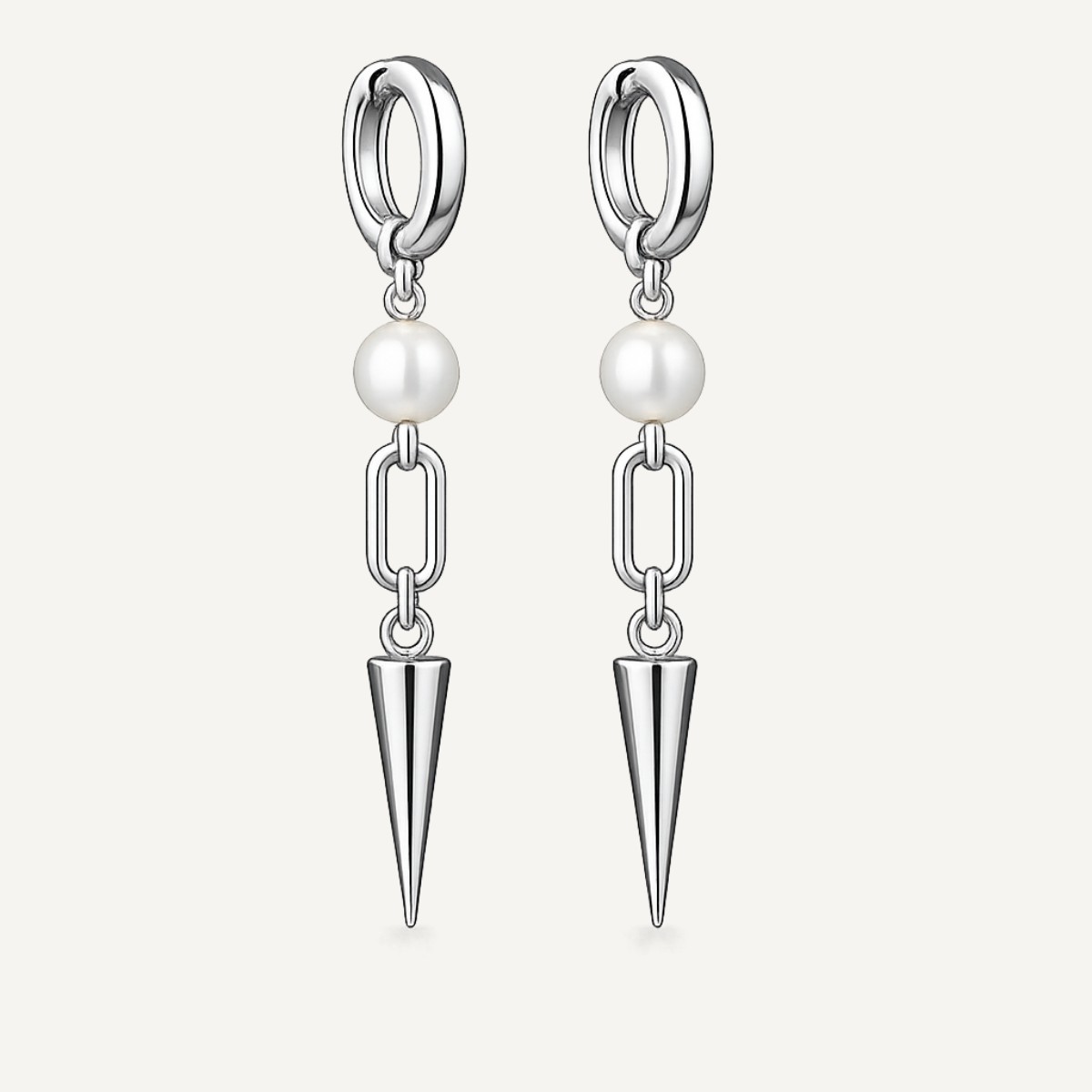 Pearl Spike Link Earrings