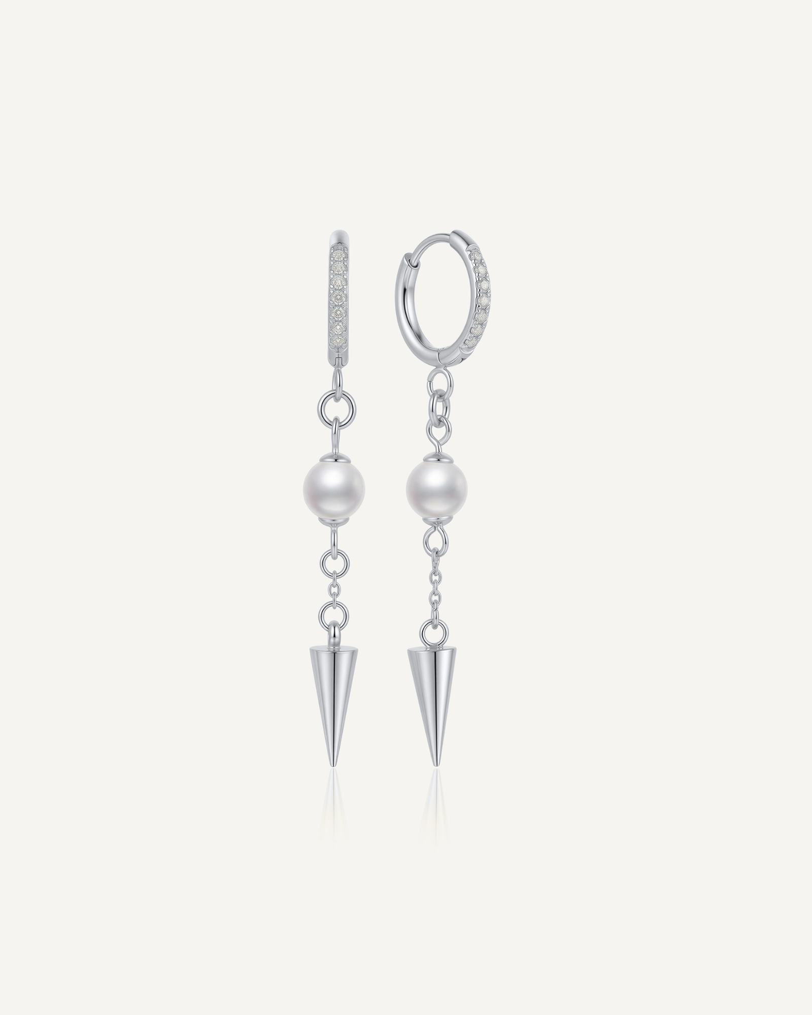 Pearl Spike Huggie Earrings