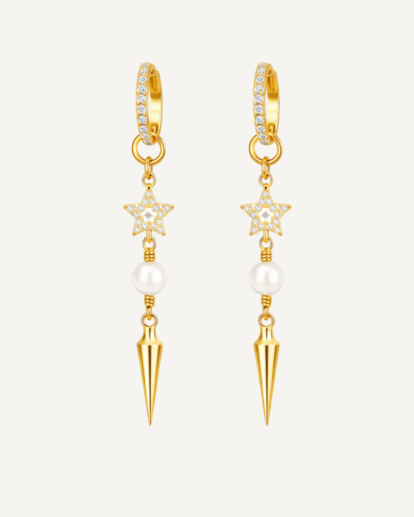 Pearl Spike Star Earrings