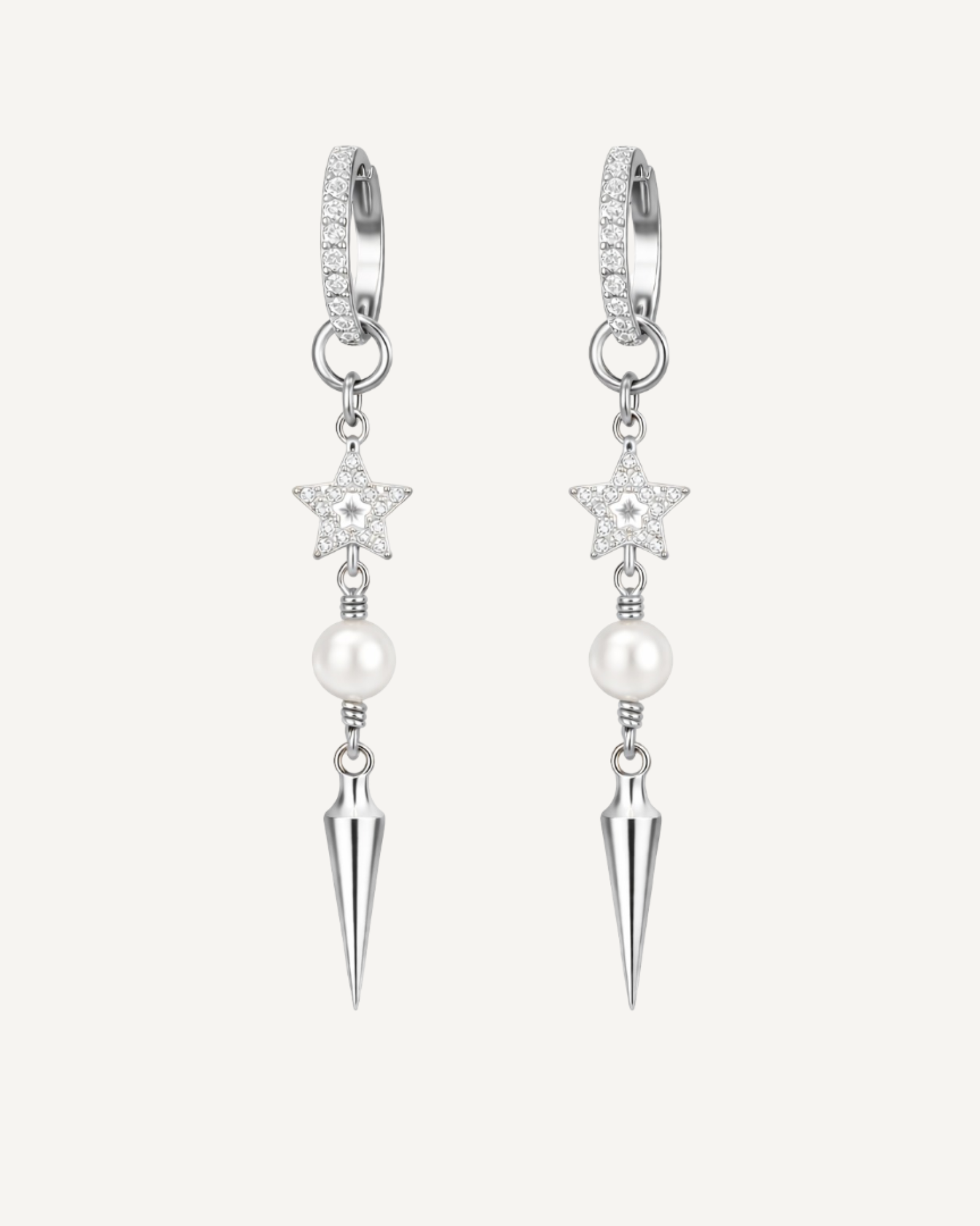 Pearl Spike Star Earrings