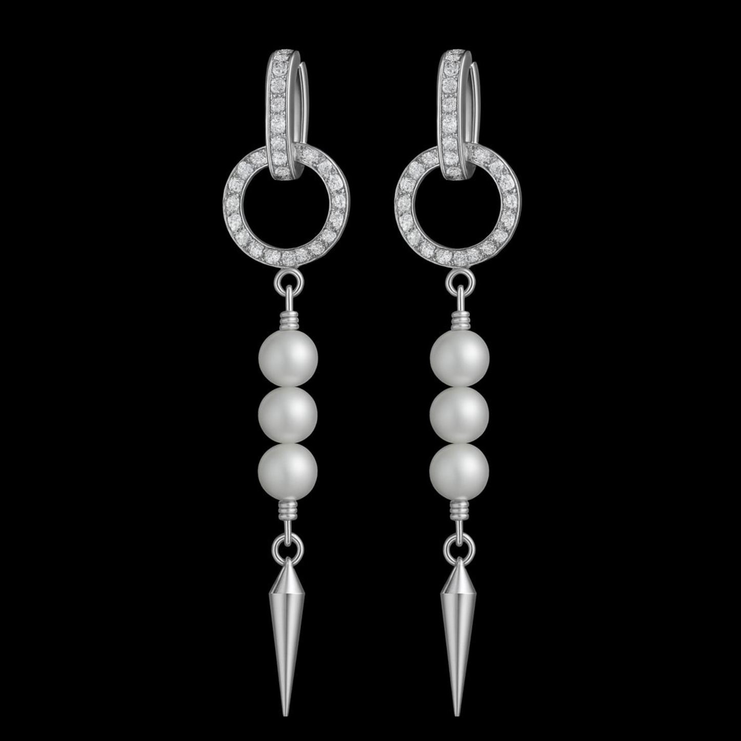 Pearl Spike Cascade Earrings