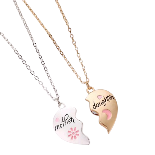 Mother-Daughter Split Heart Necklace