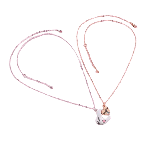 Mother-Daughter Interlocking Heart Necklace