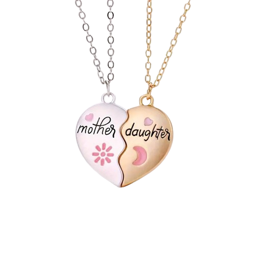 Mother-Daughter Split Heart Necklace