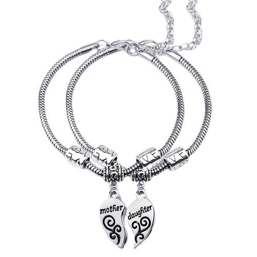 Mother-Daughter Split Heart Bracelet