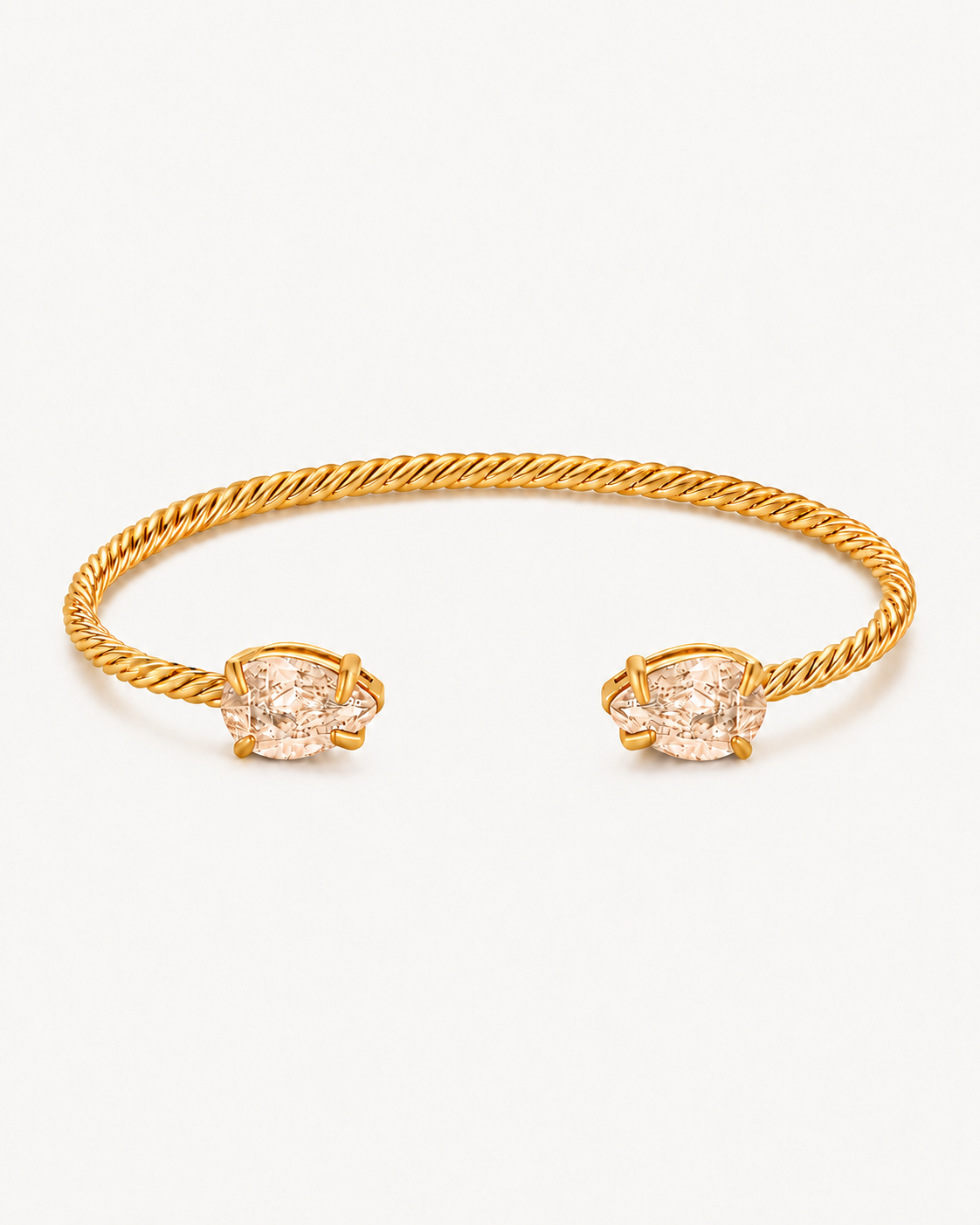 Gold Gem Twist Bracelet with champagne stones, front view