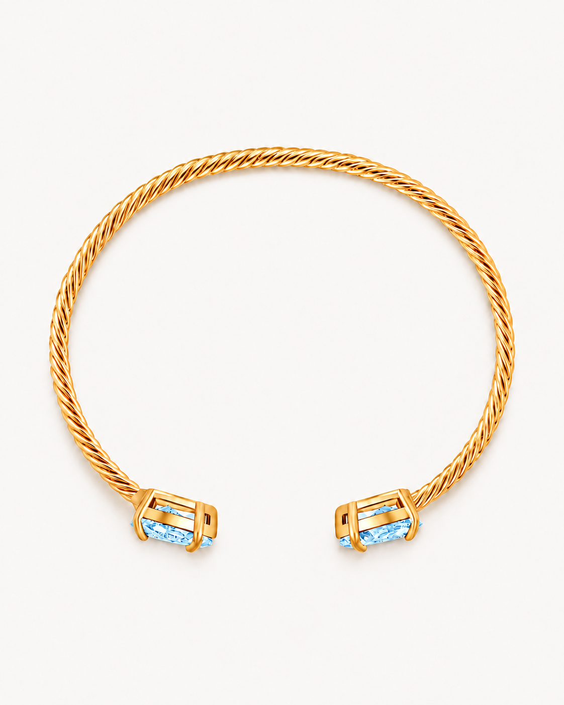 Gold Gem Twist Bracelet with blue stones, rear view