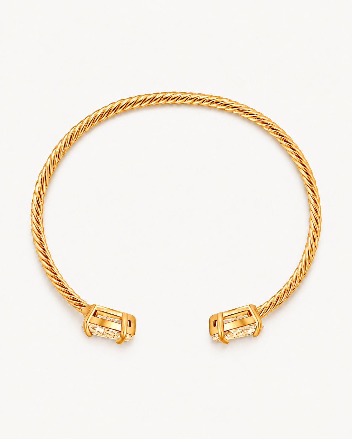 Gold Gem Twist Bracelet with champagne stones, rear view