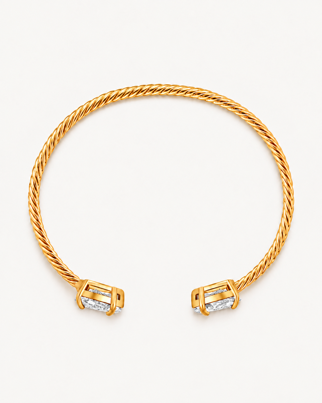 Gold Gem Twist Bracelet with white stones, rear view