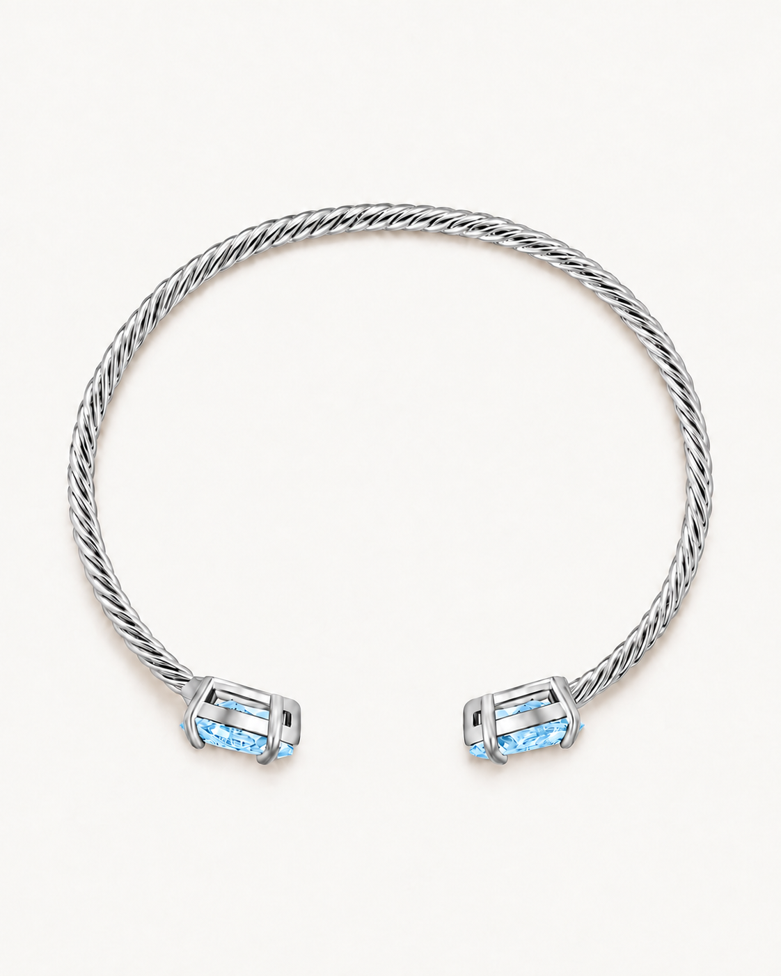 Silver Gem Twist Bracelet with blue stones, rear view